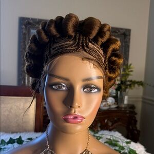 Brown Braided Rolled Wig - Women Hair